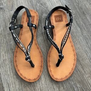 Dolce Vita Leather Thong Sandals Black Brown - Size: 9.5